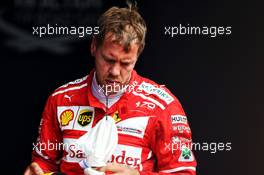 Sebastian Vettel (GER) Ferrari in parc ferme. 27.08.2017. Formula 1 World Championship, Rd 12, Belgian Grand Prix, Spa Francorchamps, Belgium, Race Day.
