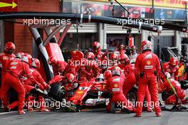 Sebastian Vettel (GER) Ferrari SF70H makes a pit stop. 27.08.2017. Formula 1 World Championship, Rd 12, Belgian Grand Prix, Spa Francorchamps, Belgium, Race Day.