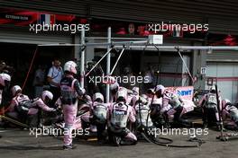Sergio Perez (MEX) Sahara Force India F1 VJM10 makes a pit stop. 27.08.2017. Formula 1 World Championship, Rd 12, Belgian Grand Prix, Spa Francorchamps, Belgium, Race Day.