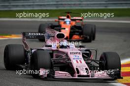 Sergio Perez (MEX) Sahara Force India F1 VJM10. 27.08.2017. Formula 1 World Championship, Rd 12, Belgian Grand Prix, Spa Francorchamps, Belgium, Race Day.
