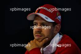 Sebastian Vettel (GER) Ferrari in the post qualifying FIA Press Conference. 26.08.2017. Formula 1 World Championship, Rd 12, Belgian Grand Prix, Spa Francorchamps, Belgium, Qualifying Day.