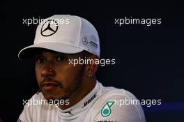 Lewis Hamilton (GBR) Mercedes AMG F1 in the post qualifying FIA Press Conference. 26.08.2017. Formula 1 World Championship, Rd 12, Belgian Grand Prix, Spa Francorchamps, Belgium, Qualifying Day.