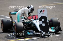 Valtteri Bottas (FIN) Mercedes AMG F1 W08 in qualifying parc ferme. 26.08.2017. Formula 1 World Championship, Rd 12, Belgian Grand Prix, Spa Francorchamps, Belgium, Qualifying Day.