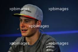 Stoffel Vandoorne (BEL) McLaren in the FIA Press Conference. 24.08.2017. Formula 1 World Championship, Rd 12, Belgian Grand Prix, Spa Francorchamps, Belgium, Preparation Day.
