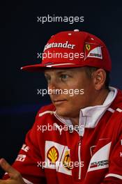 Kimi Raikkonen (FIN) Ferrari in the FIA Press Conference. 24.08.2017. Formula 1 World Championship, Rd 12, Belgian Grand Prix, Spa Francorchamps, Belgium, Preparation Day.