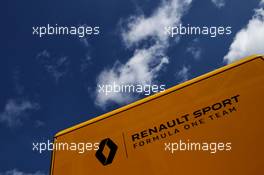 Renault Sport F1 Team logo. 24.08.2017. Formula 1 World Championship, Rd 12, Belgian Grand Prix, Spa Francorchamps, Belgium, Preparation Day.