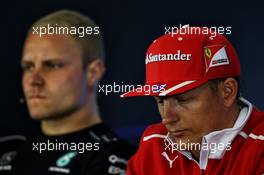 Kimi Raikkonen (FIN) Ferrari (Right) and Valtteri Bottas (FIN) Mercedes AMG F1 in the FIA Press Conference. 24.08.2017. Formula 1 World Championship, Rd 12, Belgian Grand Prix, Spa Francorchamps, Belgium, Preparation Day.