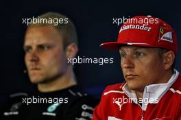 Kimi Raikkonen (FIN) Ferrari (Right) and Valtteri Bottas (FIN) Mercedes AMG F1 in the FIA Press Conference. 24.08.2017. Formula 1 World Championship, Rd 12, Belgian Grand Prix, Spa Francorchamps, Belgium, Preparation Day.