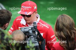 Kimi Raikkonen (FIN) Ferrari with the media. 24.08.2017. Formula 1 World Championship, Rd 12, Belgian Grand Prix, Spa Francorchamps, Belgium, Preparation Day.