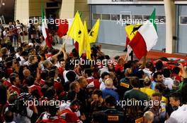 Ferrari celebrates at the podium. 16.04.2017. Formula 1 World Championship, Rd 3, Bahrain Grand Prix, Sakhir, Bahrain, Race Day.