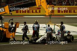 The Williams FW40 of Lance Stroll (CDN) Williams is removed from the circuit. 16.04.2017. Formula 1 World Championship, Rd 3, Bahrain Grand Prix, Sakhir, Bahrain, Race Day.