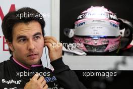 Sergio Perez (MEX) Sahara Force India F1. 15.04.2017. Formula 1 World Championship, Rd 3, Bahrain Grand Prix, Sakhir, Bahrain, Qualifying Day.