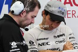 Sergio Perez (MEX) Sahara Force India F1. 15.04.2017. Formula 1 World Championship, Rd 3, Bahrain Grand Prix, Sakhir, Bahrain, Qualifying Day.