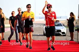 Sebastian Vettel (GER) Ferrari on the drivers parade. 16.04.2017. Formula 1 World Championship, Rd 3, Bahrain Grand Prix, Sakhir, Bahrain, Race Day.