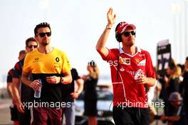 Sebastian Vettel (GER) Ferrari on the drivers parade. 16.04.2017. Formula 1 World Championship, Rd 3, Bahrain Grand Prix, Sakhir, Bahrain, Race Day.
