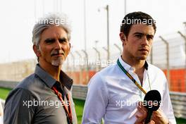 (L to R): Damon Hill (GBR) Sky Sports Presenter with Paul di Resta (GBR) Williams Reserve Driver / Sky Sports F1 Presenter. 16.04.2017. Formula 1 World Championship, Rd 3, Bahrain Grand Prix, Sakhir, Bahrain, Race Day.