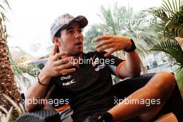 Sergio Perez (MEX) Sahara Force India F1. 13.04.2017. Formula 1 World Championship, Rd 3, Bahrain Grand Prix, Sakhir, Bahrain, Preparation Day.