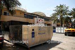 Williams freight in the paddock. 18.04.2017. Formula 1 Testing. Sakhir, Bahrain. Tuesday.