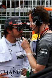 Fernando Alonso (ESP) McLaren on the grid. 11.06.2017. Formula 1 World Championship, Rd 7, Canadian Grand Prix, Montreal, Canada, Race Day.