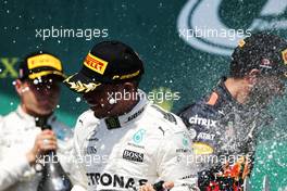 Race winner Lewis Hamilton (GBR) Mercedes AMG F1 celebrates on the podium. 11.06.2017. Formula 1 World Championship, Rd 7, Canadian Grand Prix, Montreal, Canada, Race Day.