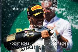 Race winner Lewis Hamilton (GBR) Mercedes AMG F1 celebrates with the champagne on the podium. 11.06.2017. Formula 1 World Championship, Rd 7, Canadian Grand Prix, Montreal, Canada, Race Day.