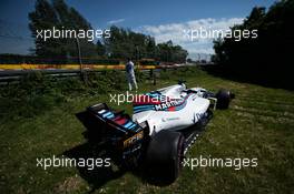 The damaged Williams FW40 of Felipe Massa (BRA) Williams. 11.06.2017. Formula 1 World Championship, Rd 7, Canadian Grand Prix, Montreal, Canada, Race Day.