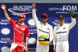 Pole for Lewis Hamilton (GBR) Mercedes AMG F1 W08, 2nd for Sebastian Vettel (GER) Ferrari SF70H and 3rd for Valtteri Bottas (FIN) Mercedes AMG F1. 10.06.2017. Formula 1 World Championship, Rd 7, Canadian Grand Prix, Montreal, Canada, Qualifying Day.