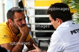 (L to R): Cyril Abiteboul (FRA) Renault Sport F1 Managing Director with Toto Wolff (GER) Mercedes AMG F1 Shareholder and Executive Director. 11.06.2017. Formula 1 World Championship, Rd 7, Canadian Grand Prix, Montreal, Canada, Race Day.