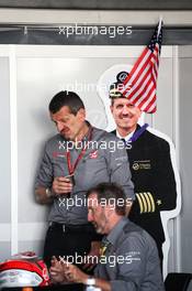 Guenther Steiner (ITA) Haas F1 Team Prinicipal with his cardboard cutout from the raft race. 11.06.2017. Formula 1 World Championship, Rd 7, Canadian Grand Prix, Montreal, Canada, Race Day.