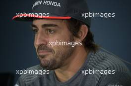 Fernando Alonso (ESP) McLaren in the FIA Press Conference. 08.06.2017. Formula 1 World Championship, Rd 7, Canadian Grand Prix, Montreal, Canada, Preparation Day.