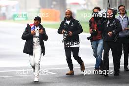Lewis Hamilton (GBR) Mercedes AMG F1 on the circuit after meeting fans in the second practice session. 07.04.2017. Formula 1 World Championship, Rd 2, Chinese Grand Prix, Shanghai, China, Practice Day.