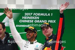 1st place Lewis Hamilton (GBR) Mercedes AMG F1 W08 and 3rd place Max Verstappen (NLD) Red Bull Racing RB13. 09.04.2017. Formula 1 World Championship, Rd 2, Chinese Grand Prix, Shanghai, China, Race Day.