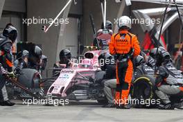 Esteban Ocon (FRA) Force India F1 during pitstop 09.04.2017. Formula 1 World Championship, Rd 2, Chinese Grand Prix, Shanghai, China, Race Day.