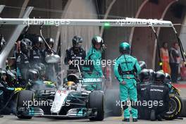 Lewis Hamilton (GBR) Mercedes AMG F1  during pitstop 09.04.2017. Formula 1 World Championship, Rd 2, Chinese Grand Prix, Shanghai, China, Race Day.