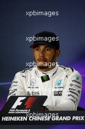 Lewis Hamilton (GBR) Mercedes AMG F1 in the FIA Press Conference. 08.04.2017. Formula 1 World Championship, Rd 2, Chinese Grand Prix, Shanghai, China, Qualifying Day.