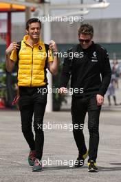 Jolyon Palmer (GBR) Renault Sport F1 Team with Jack Clarke (GBR) Driver and Physio. 08.04.2017. Formula 1 World Championship, Rd 2, Chinese Grand Prix, Shanghai, China, Qualifying Day.