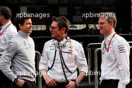(L to R): Toto Wolff (GER) Mercedes AMG F1 Shareholder and Executive Director with Andrew Shovlin (GBR) Mercedes AMG F1 Engineer and James Allison (GBR) Mercedes AMG F1 Technical Director. 08.04.2017. Formula 1 World Championship, Rd 2, Chinese Grand Prix, Shanghai, China, Qualifying Day.