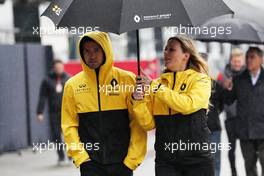 Jolyon Palmer (GBR) Renault Sport F1 Team with Aurelie Donzelot (FRA) Renault Sport F1 Team Media Communications Manager. 09.04.2017. Formula 1 World Championship, Rd 2, Chinese Grand Prix, Shanghai, China, Race Day.