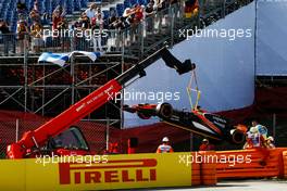The McLaren MCL32 of Fernando Alonso (ESP) McLaren is removed from the circuit after he stopped in the first practice session. 12.05.2017. Formula 1 World Championship, Rd 5, Spanish Grand Prix, Barcelona, Spain, Practice Day.