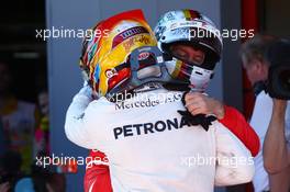 1st place Lewis Hamilton (GBR) Mercedes AMG F1 W08 and 2nd place Sebastian Vettel (GER) Ferrari SF70H. 14.05.2017. Formula 1 World Championship, Rd 5, Spanish Grand Prix, Barcelona, Spain, Race Day.