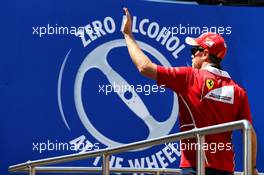 Sebastian Vettel (GER) Ferrari on the drivers parade. 14.05.2017. Formula 1 World Championship, Rd 5, Spanish Grand Prix, Barcelona, Spain, Race Day.
