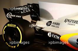 Sahara Force India F1 VJM10 rear wing and engine cover detail. 22.02.2017. Sahara Force India F1 VJM10 Launch, Silverstone, England.