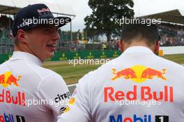 Max Verstappen (NLD) Red Bull Racing RB13 and Daniel Ricciardo (AUS) Red Bull Racing RB13. 16.07.2017. Formula 1 World Championship, Rd 10, British Grand Prix, Silverstone, England, Race Day.