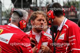 Sebastian Vettel (GER) Ferrari on the grid. 16.07.2017. Formula 1 World Championship, Rd 10, British Grand Prix, Silverstone, England, Race Day.