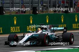 Lewis Hamilton (GBR) Mercedes AMG F1 W08 celebrates his pole position. 15.07.2017. Formula 1 World Championship, Rd 10, British Grand Prix, Silverstone, England, Qualifying Day.