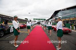 Grid girls on the drivers parade. 16.07.2017. Formula 1 World Championship, Rd 10, British Grand Prix, Silverstone, England, Race Day.