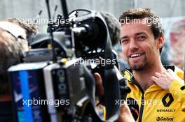 Jolyon Palmer (GBR) Renault Sport F1 Team with the media. 13.07.2017. Formula 1 World Championship, Rd 10, British Grand Prix, Silverstone, England, Preparation Day.