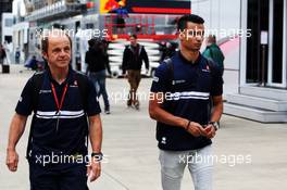 Pascal Wehrlein (GER) Sauber F1 Team with Joseph Lieberer (SUI) Sauber Physio. 13.07.2017. Formula 1 World Championship, Rd 10, British Grand Prix, Silverstone, England, Preparation Day.