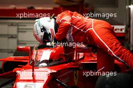 Sebastian Vettel (GER) Ferrari SF70H with a cockpit cover. 13.07.2017. Formula 1 World Championship, Rd 10, British Grand Prix, Silverstone, England, Preparation Day.