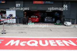 Cars 3 pit garage.  13.07.2017. Formula 1 World Championship, Rd 10, British Grand Prix, Silverstone, England, Preparation Day.